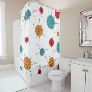 Atomic Era Retro Planets Shower Curtain