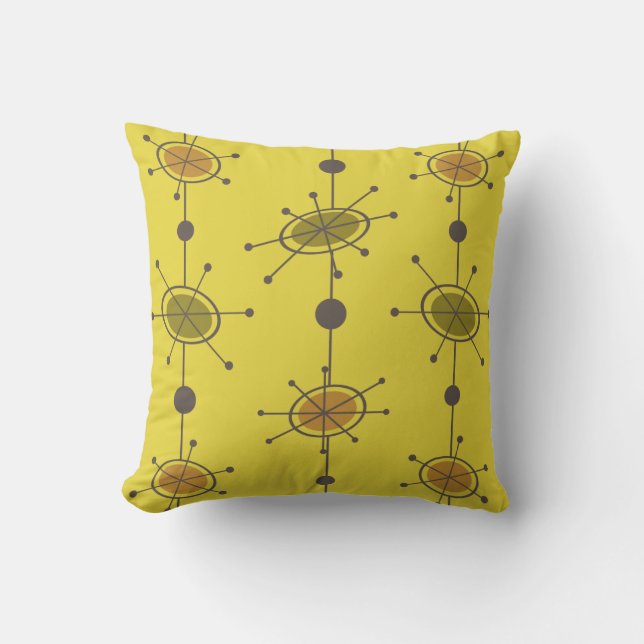 Atomic Era Satellites Chartreuse Cushion (Front)