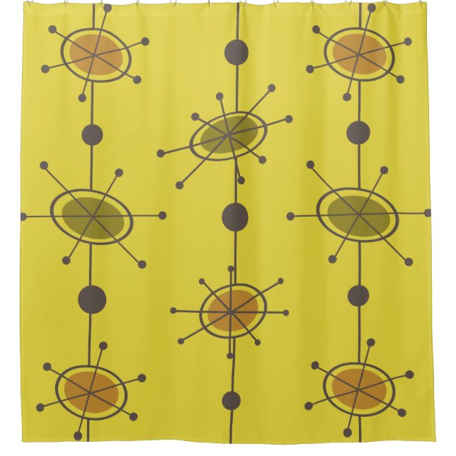 Atomic Era Satellites Chartreuse Shower Curtain (Front)