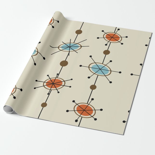 Atomic Era Satellites Wrapping Paper (Unrolled)