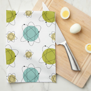Atomic Era Solar System Mid-century Modern Space Tea Towel