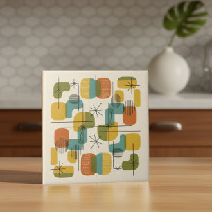 Atomic Era Starburst and Rounded Shapes #4 ID1224 Ceramic Tile