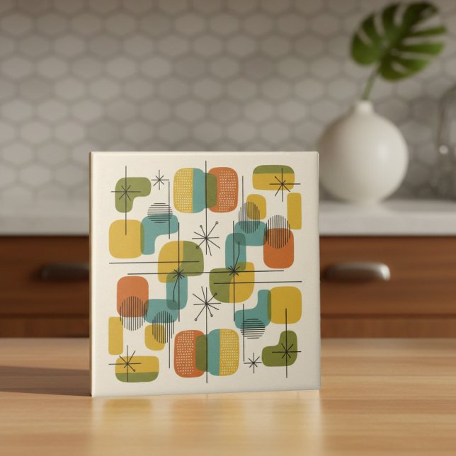 Atomic Era Starburst and Rounded Shapes #4 ID1224 Ceramic Tile (Creator Uploaded)