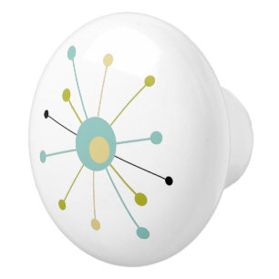Atomic Era Starburst Mid Century Modern Ceramic Knob