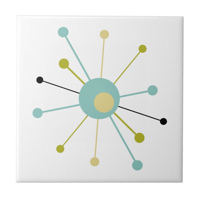 Atomic Era Starburst Mid Century Modern Ceramic Tile (Front)