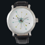 Atomic Era Starburst Mid Century Retro Watch<br><div class="desc">This colourful mid century modern watch features an atomic starburst in turquoise blue,  avocado green,  cream,  and black. So fun to add to your wrist!</div>