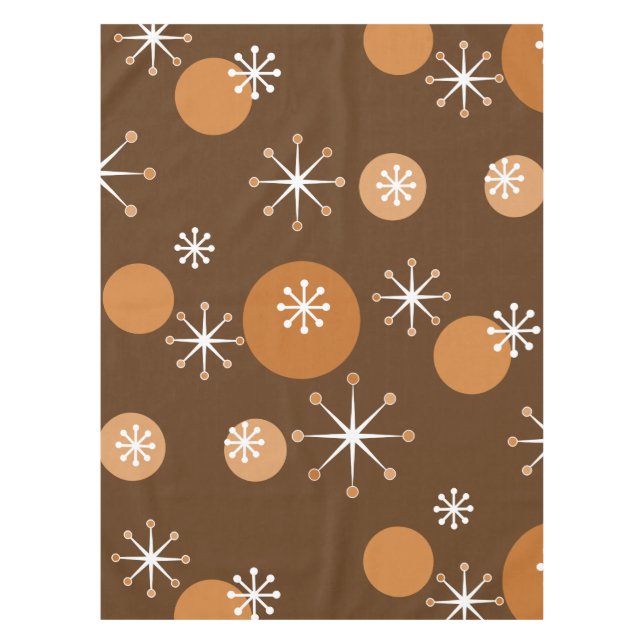 Atomic Era Starbursts Burnt Orange Tablecloth (Front)