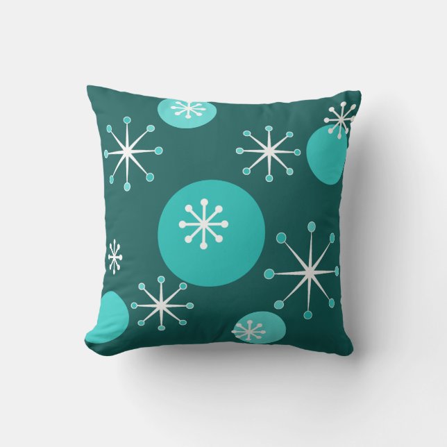 Atomic Era Starbursts Teal Cushion (Front)