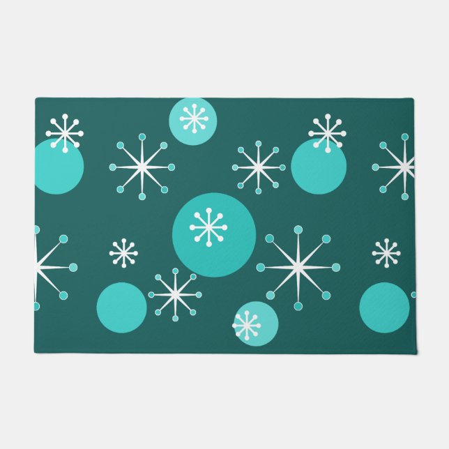 Atomic Era Starbursts Teal Doormat (Front)
