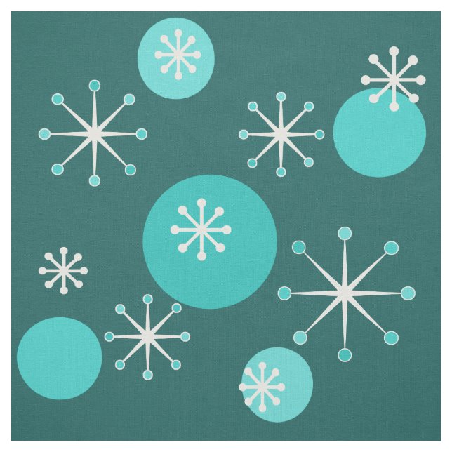 Atomic Era Starbursts Teal Fabric (Swatch)