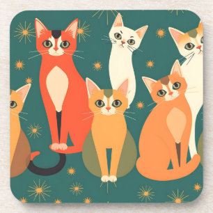 Atomic Era Vintage MCM Mid Century Modern Teal Cat Coaster