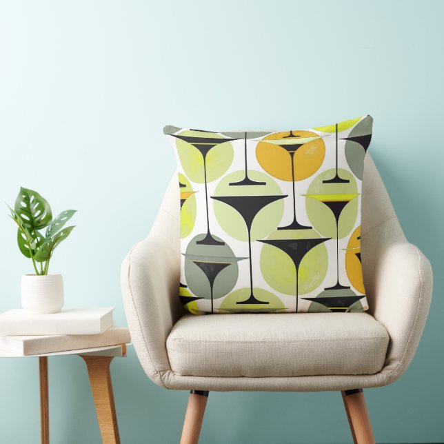 Atomic Fifties Inspired Martinis In Grey, Lime, Cushion (Chair)