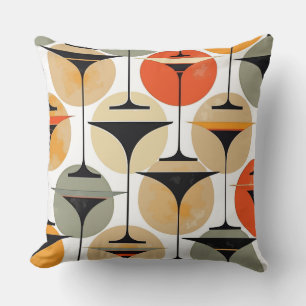 Atomic Fifties Inspired Martinis In Grey, Orange, Cushion