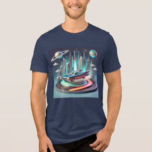 Atomic Futuristic Big Fins Coupe Car Tri-Blend Shirt