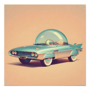 Atomic Futuristic Bubble Blaster Car Poster