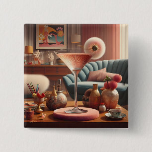 Atomic Futuristic Cherry Blossom Martini 15 Cm Square Badge