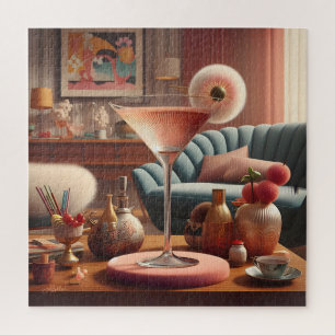 Atomic Futuristic Cherry Blossom Martini Jigsaw Puzzle