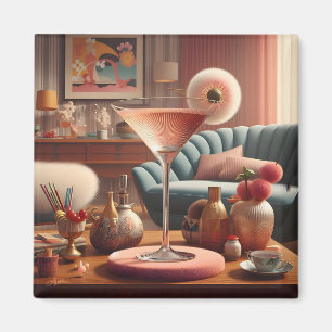 Atomic Futuristic Cherry Blossom Martini Magnet
