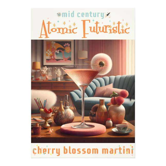 Atomic Futuristic Cherry Blossom Martini Photo Print (Front)