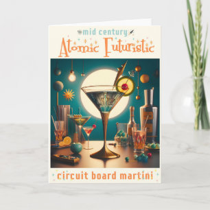 Atomic Futuristic Circuit Board Martini Card