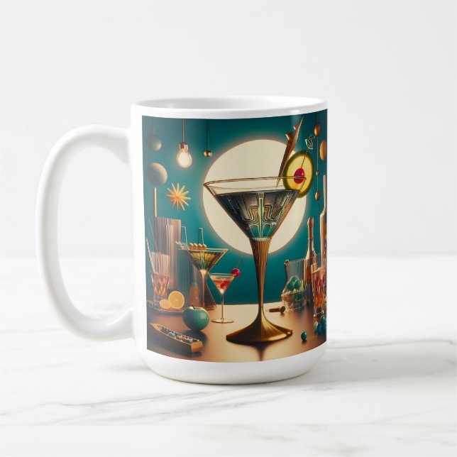 Atomic Futuristic Circuit Board Martini Coffee Mug (Left)