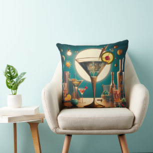 Atomic Futuristic Circuit Board Martini Cushion