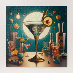 Atomic Futuristic Circuit Board Martini Jigsaw Puzzle