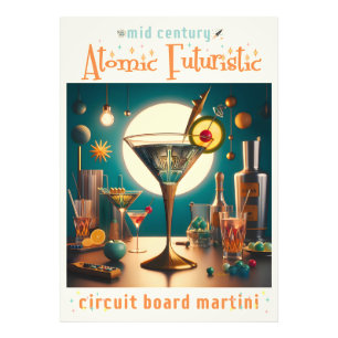 Atomic Futuristic Circuit Board Martini Photo Print