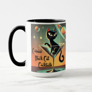 Atomic Futuristic Cosmic Black Cat Cocktails Mug