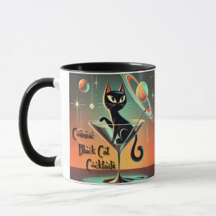 Atomic Futuristic Cosmic Black Cat Cocktails Mug