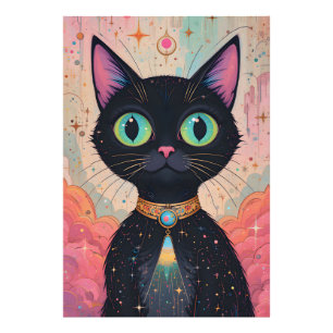 Atomic Futuristic Cosmic Black Cat Universe Photo Print