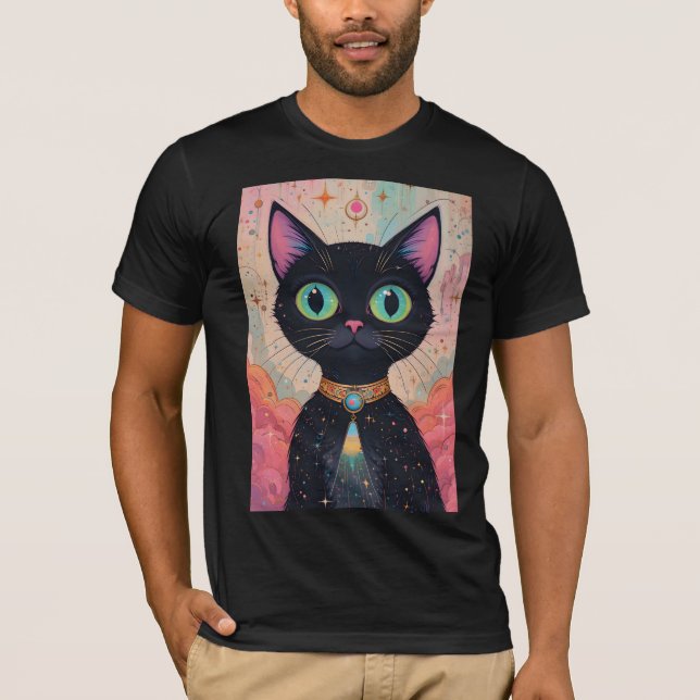 Atomic Futuristic Cosmic Black Cat Universe T-Shirt (Front)