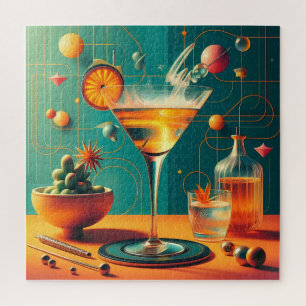 Atomic Futuristic Cosmic Storm Martini Jigsaw Puzzle