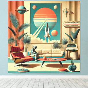 Atomic Futuristic Florida Space Age Family Room Canvas Print