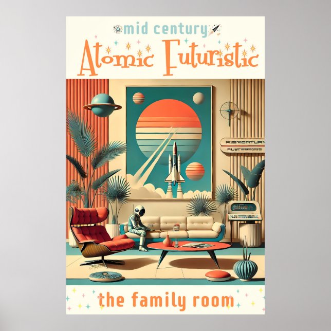 Atomic Futuristic Florida Space Age Family Room Poster (Front)