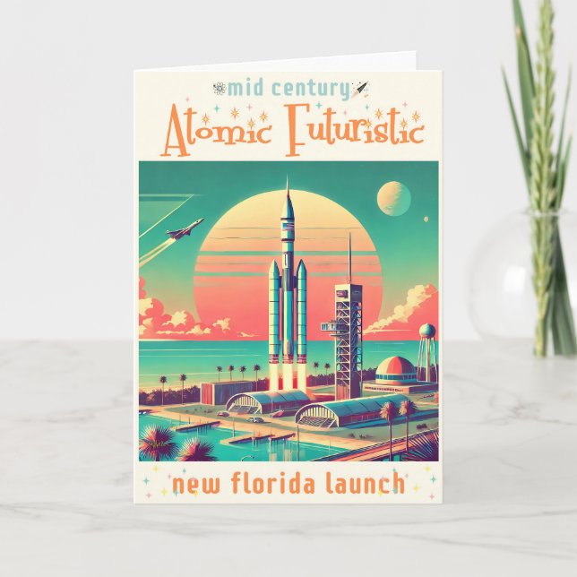 Atomic Futuristic New Florida Launch Site Card (Front)