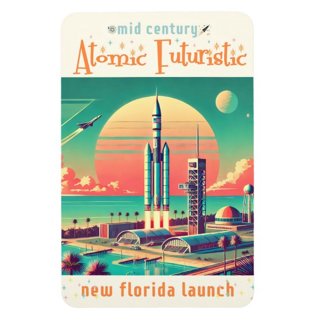 Atomic Futuristic New Florida Launch Site Magnet (Vertical)