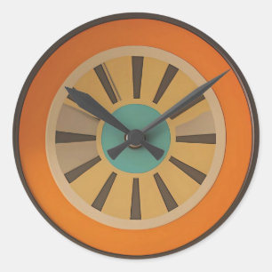 Atomic Futuristic Orange Slice Clock Image Classic Round Sticker