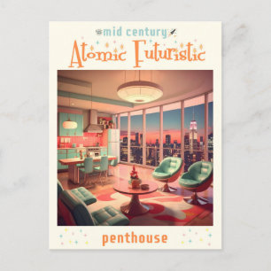 Atomic Futuristic Penthouse Apartment Postcard
