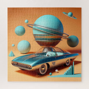 Atomic Futuristic Sky View Cruiser Car  Jigsaw Puzzle