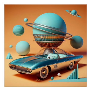 Atomic Futuristic Sky View Cruiser Car  Poster
