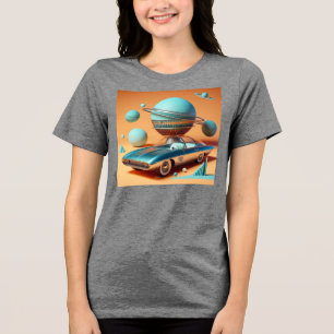 Atomic Futuristic Sky View Cruiser Car Tri-Blend Shirt