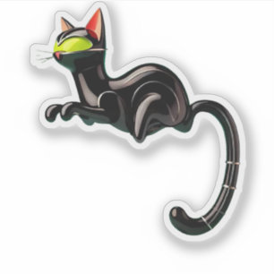 Atomic Futuristic Space Age Black Cat 
