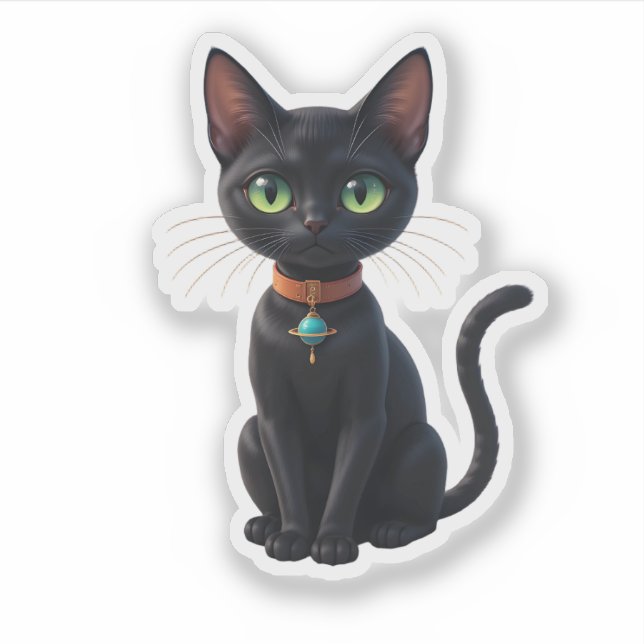 Atomic Futuristic Space Age Cosmic Black Cat  (Front)