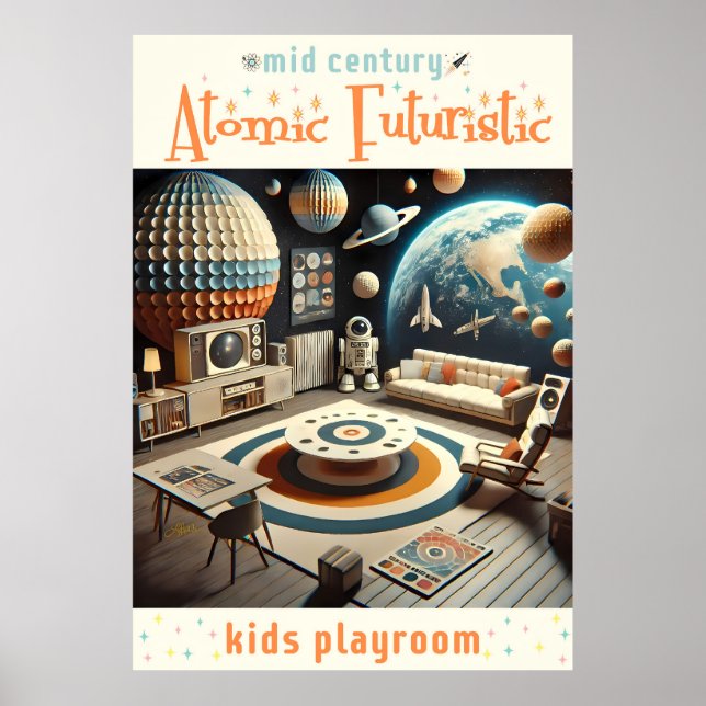 Atomic Futuristic Space Age Kids Playroom Poster (Front)