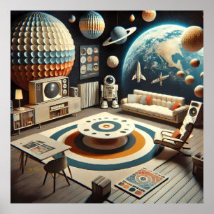 Atomic Futuristic Space Age Kids Playroom Poster