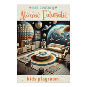 Atomic Futuristic Space Age Kids Playroom Poster