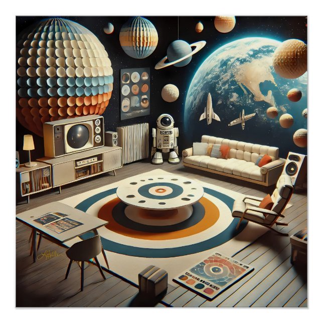 Atomic Futuristic Space Age Kids Playroom Poster (Front)