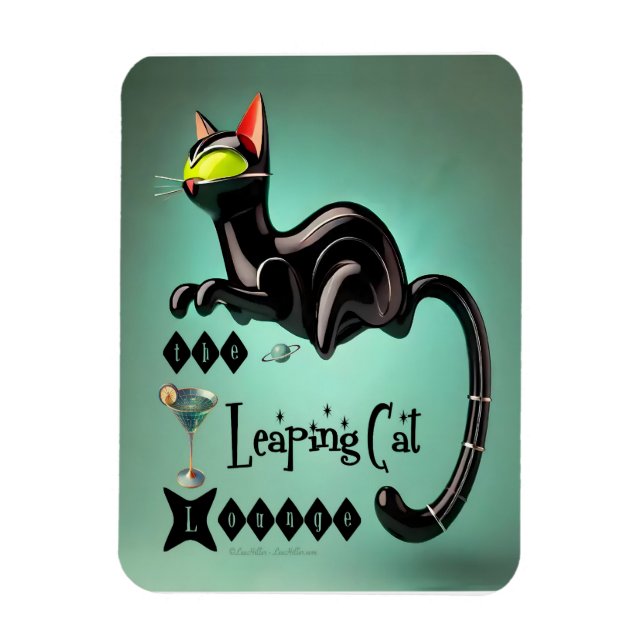 Atomic Futuristic The Leaping Cat Lounge Magnet (Vertical)
