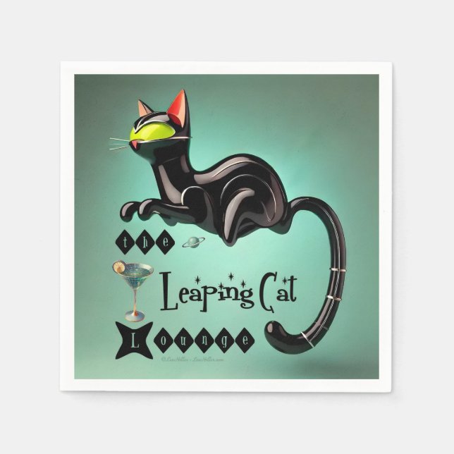 Atomic Futuristic The Leaping Cat Lounge Napkin (Front)